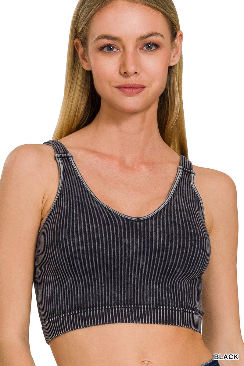 Premium Washed Seamless V-neck Crop Tank 3 colors
