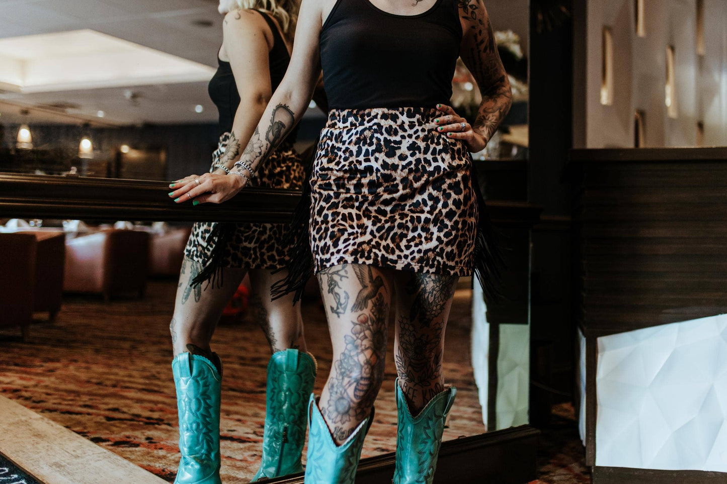 MK321 Fringed Filly Skort - Leopard
