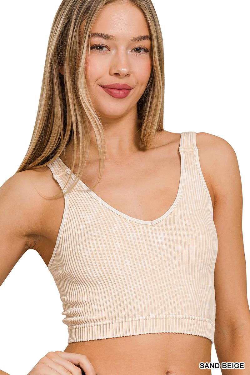 Premium Washed Seamless V-neck Crop Tank 3 colors