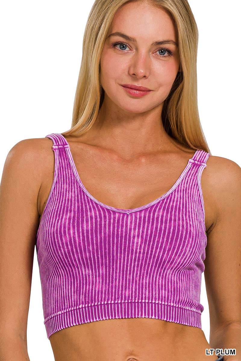 Premium Washed Seamless V-neck Crop Tank 3 colors