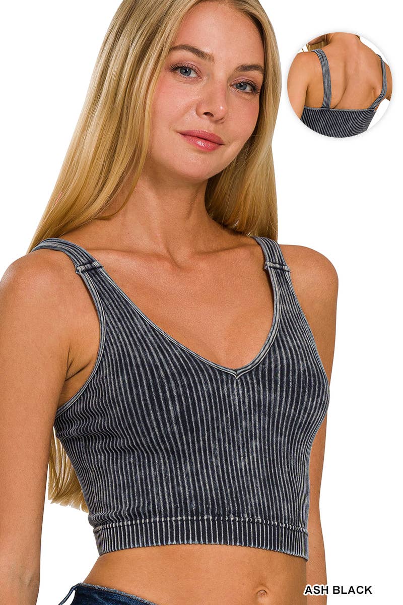 Premium Washed Seamless V-neck Crop Tank 3 colors