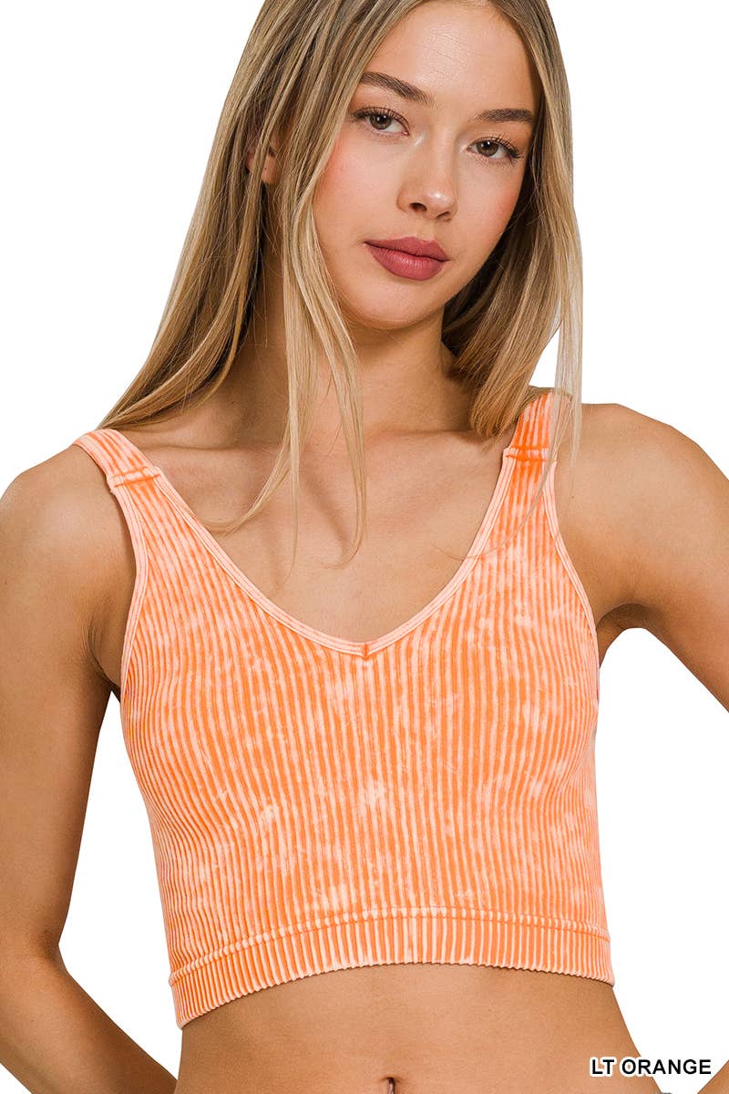 Premium Washed Seamless V-neck Crop Tank 3 colors