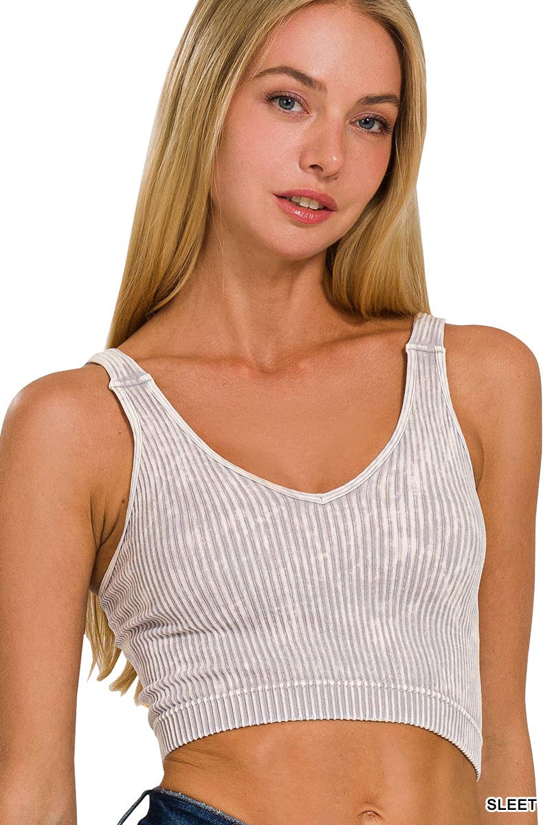 Premium Washed Seamless V-neck Crop Tank 3 colors
