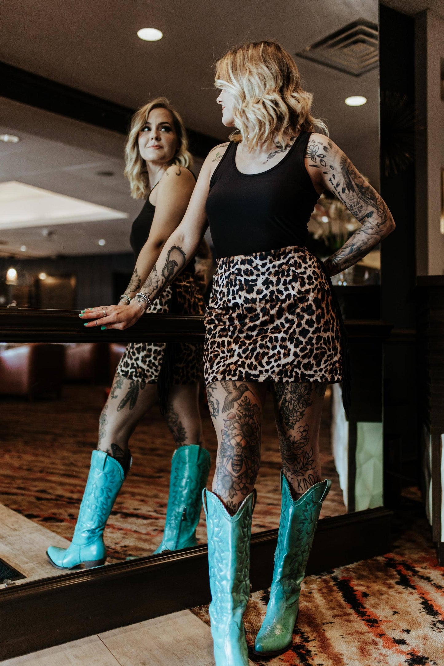 MK321 Fringed Filly Skort - Leopard