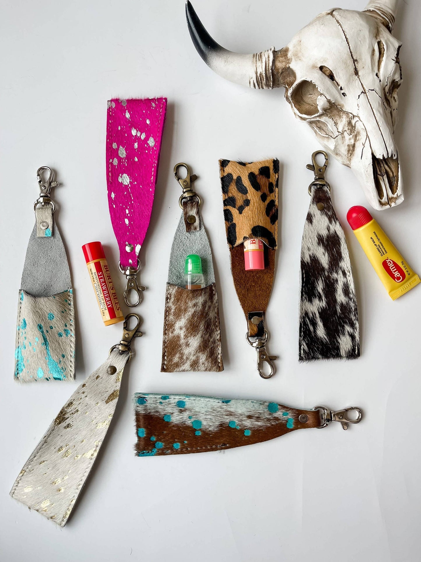 Cowhide Chapstick Case Lip Balm Lipstick Case Holder