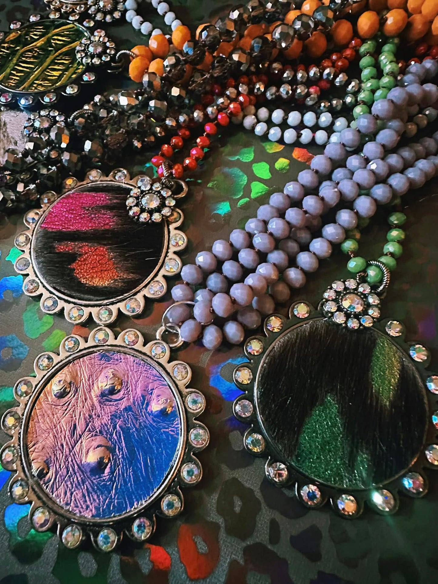 Genuine cowhide pendant necklaces