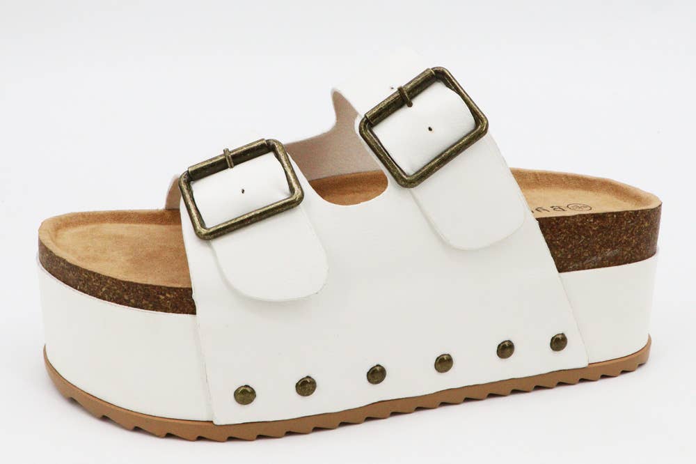 GOLD Bamboo Thick Bottom Clog Sole Buckle Beach Sandal