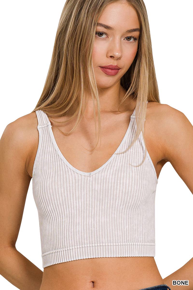 Premium Washed Seamless V-neck Crop Tank 3 colors