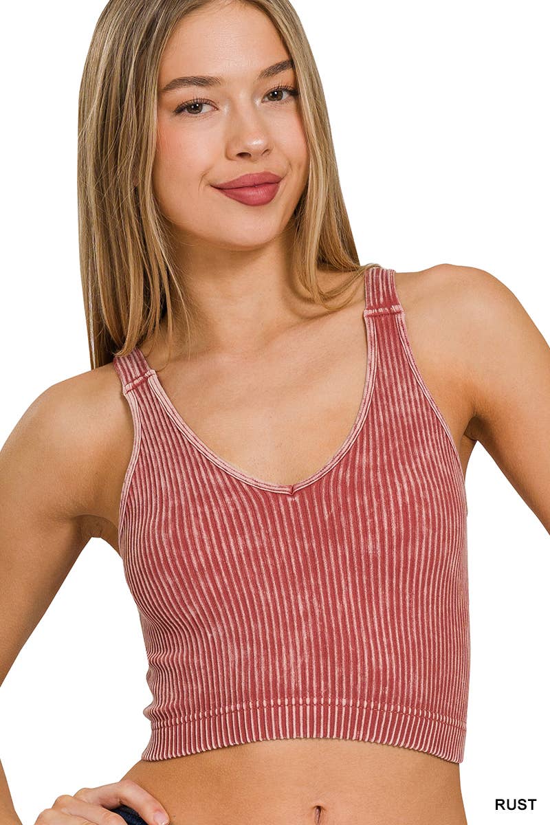Premium Washed Seamless V-neck Crop Tank 3 colors