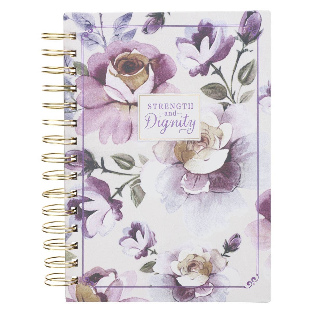 Journal Wirebound Purple Floral Strength & Dignity Prov31:25