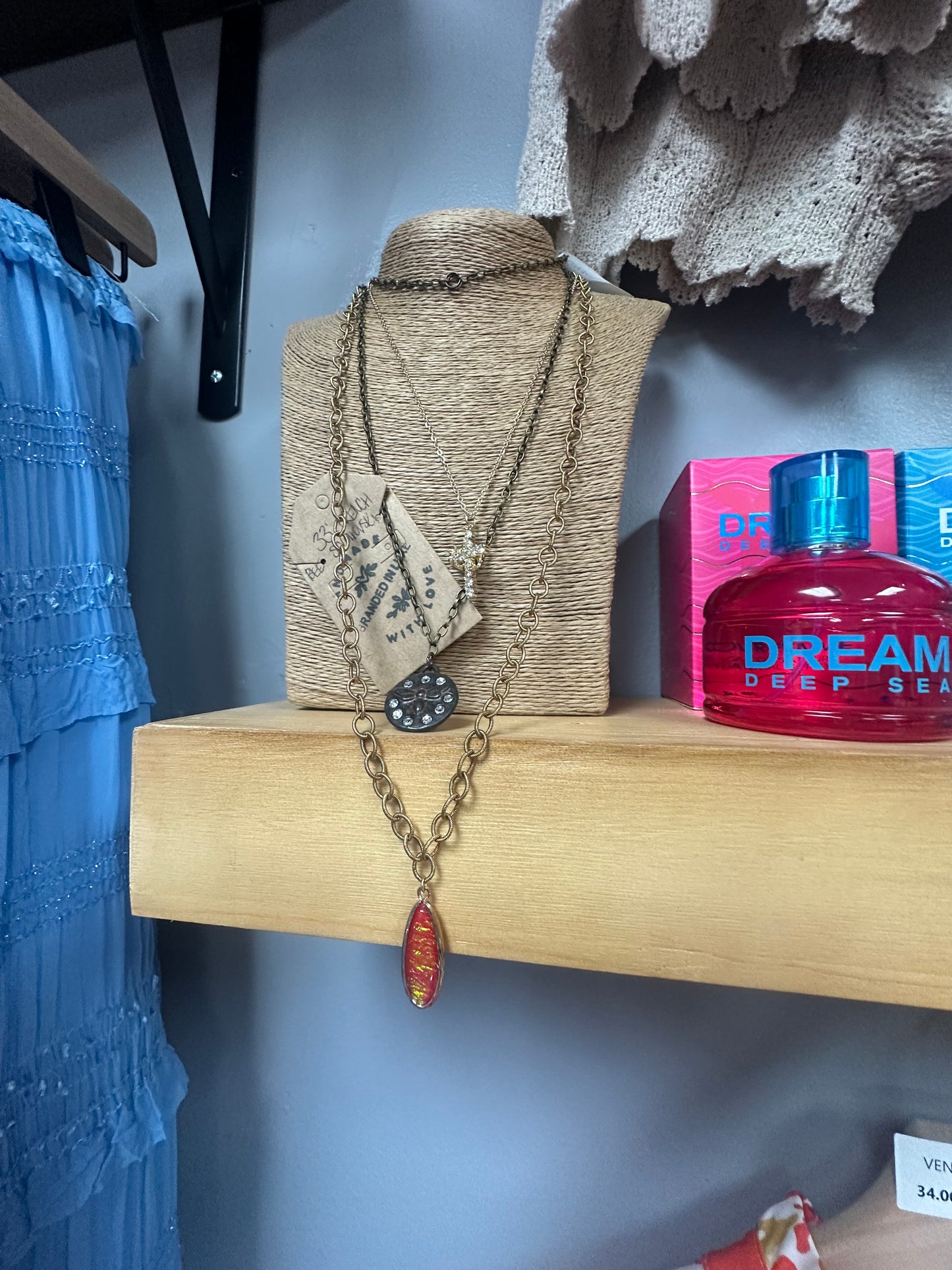 Red orange pendant necklace