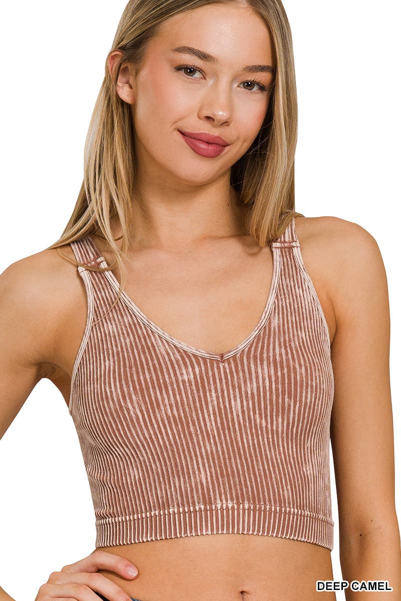 Premium Washed Seamless V-neck Crop Tank 3 colors