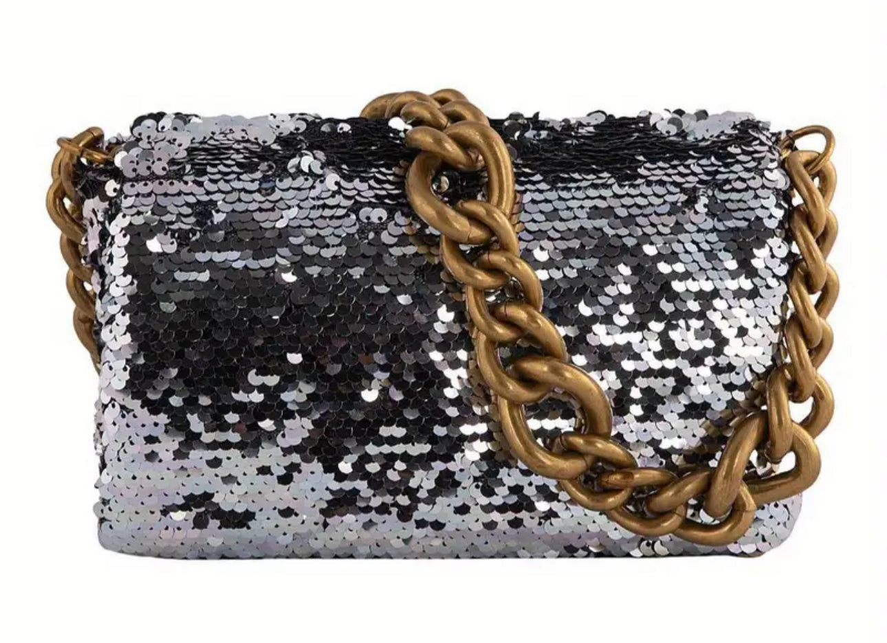 Sequin shoulder purse