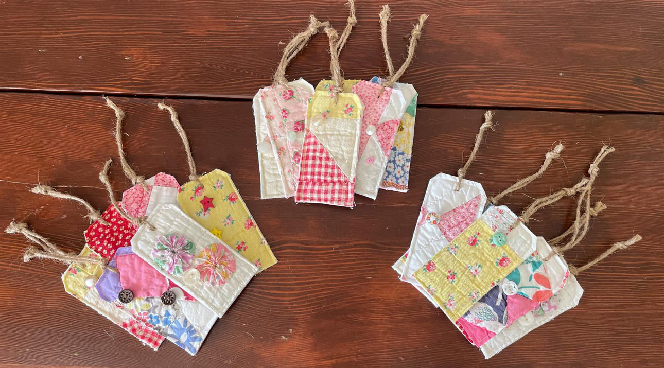 Handmade quilted gift tags
