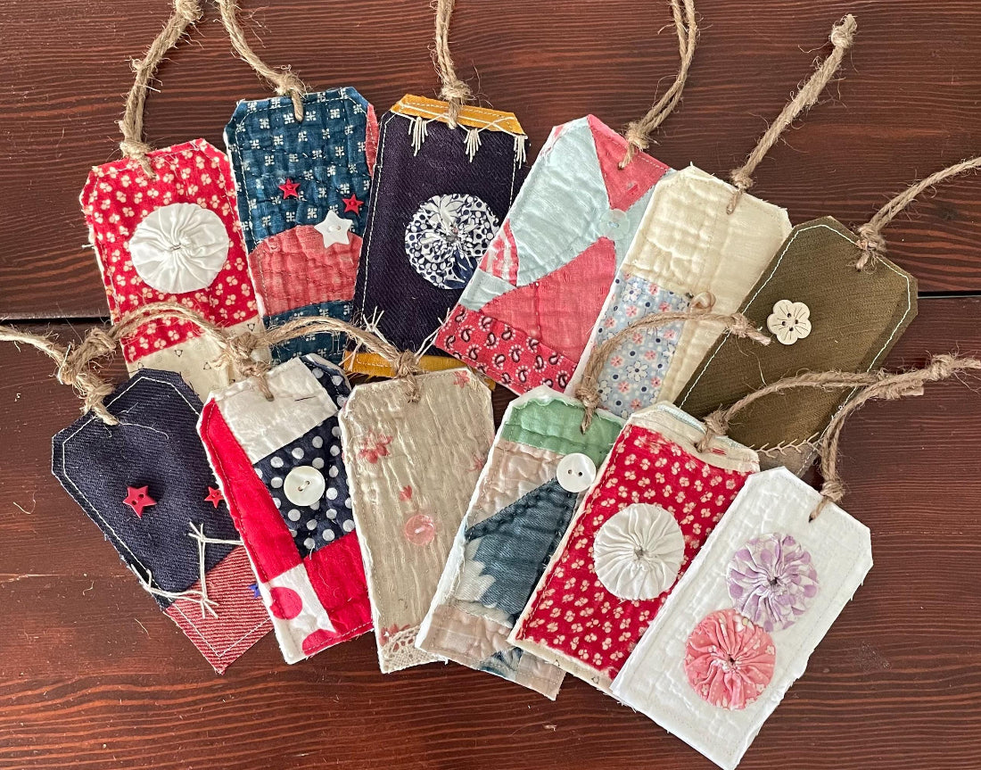 Handmade quilted gift tags