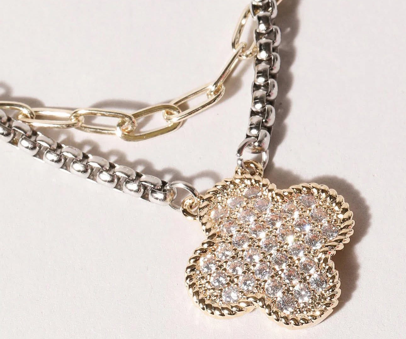 2 tone clover necklace