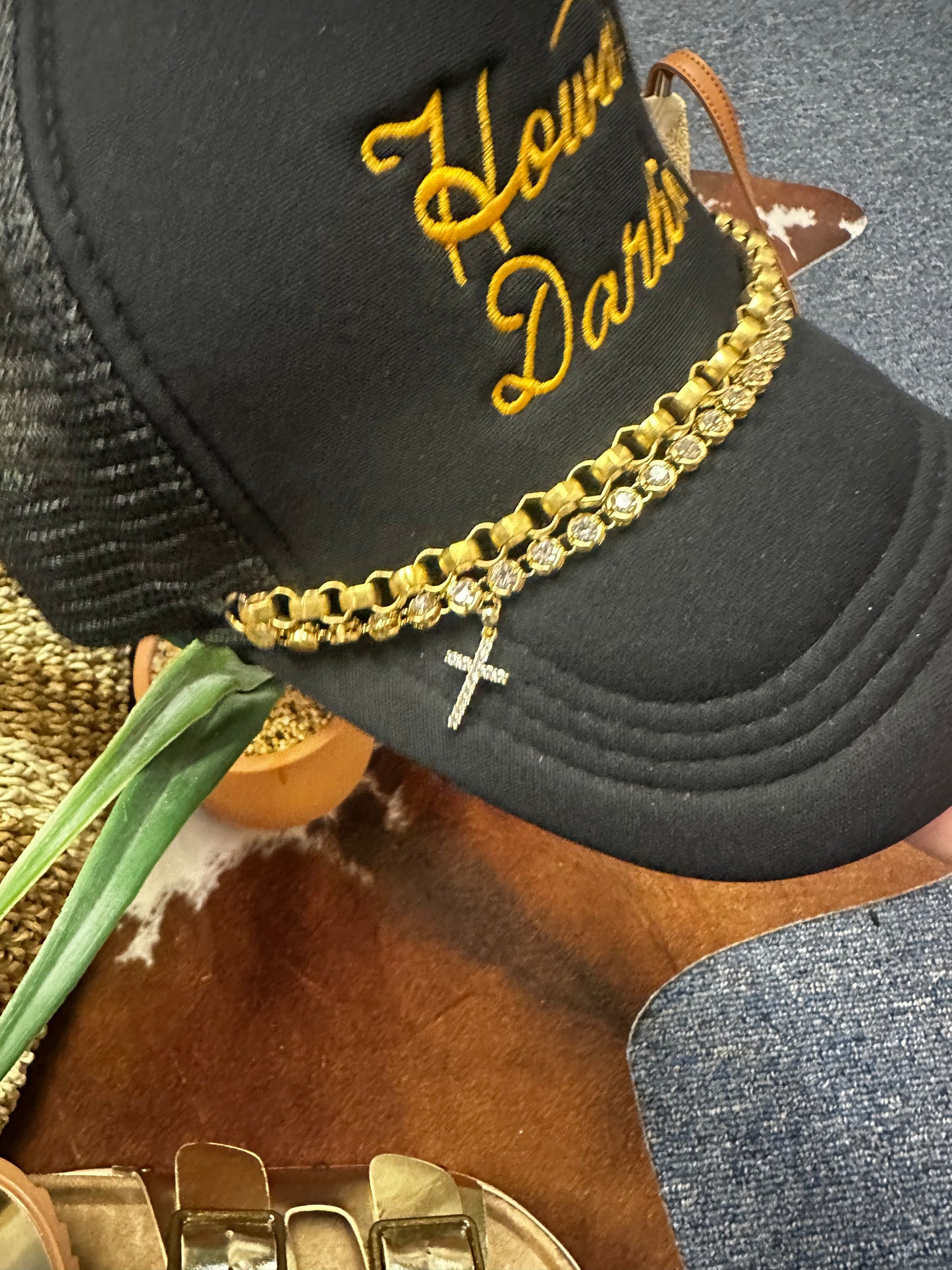 Gold chain hat