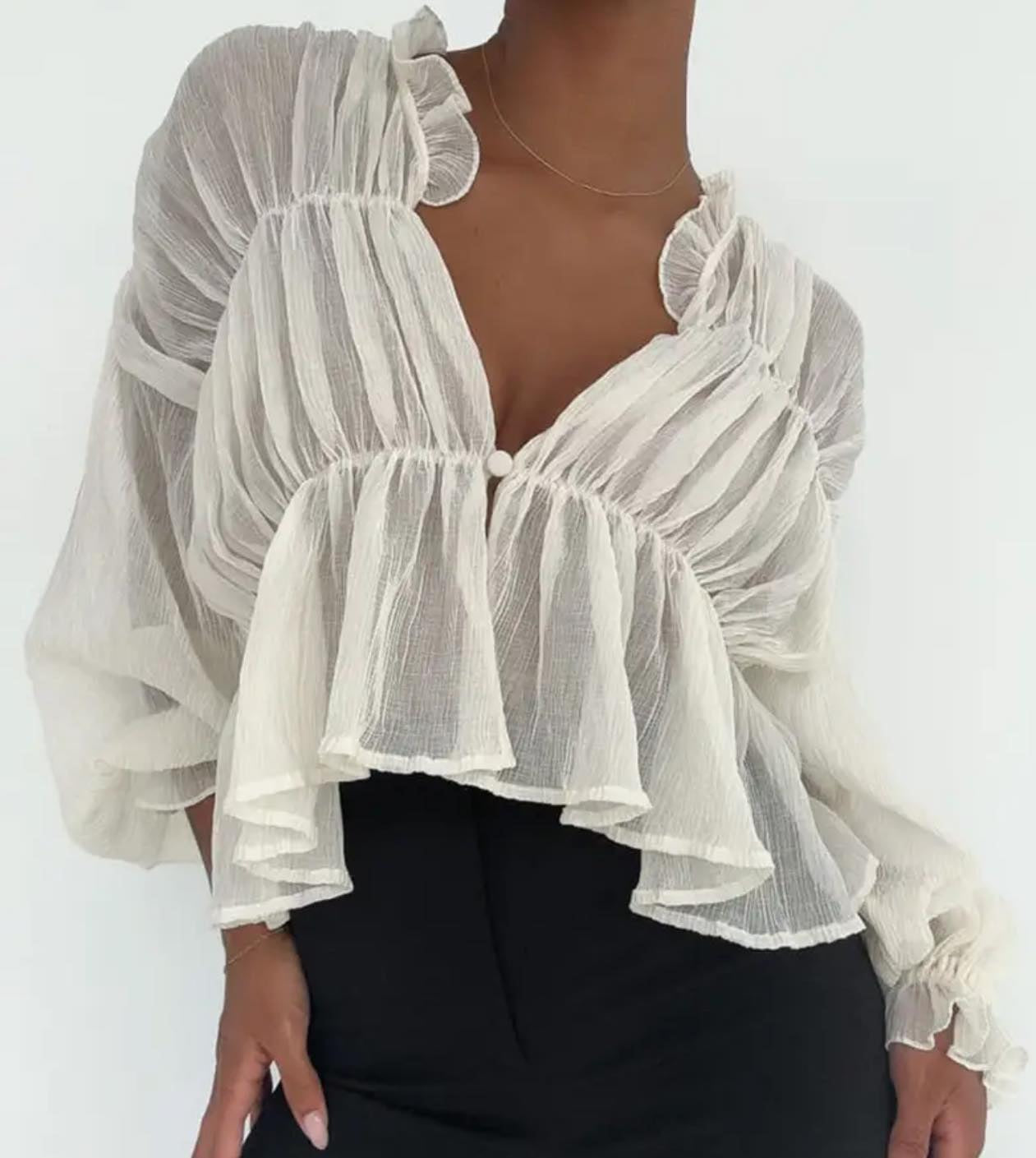 Button up sheer blouse