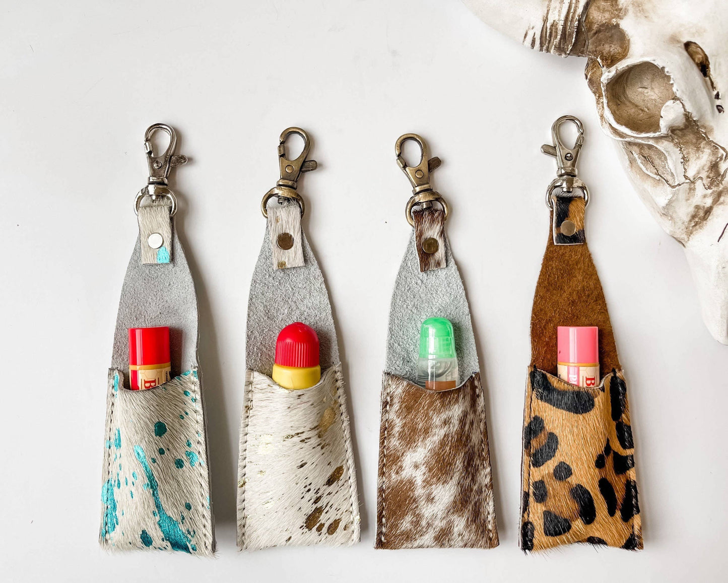 Cowhide Chapstick Case Lip Balm Lipstick Case Holder