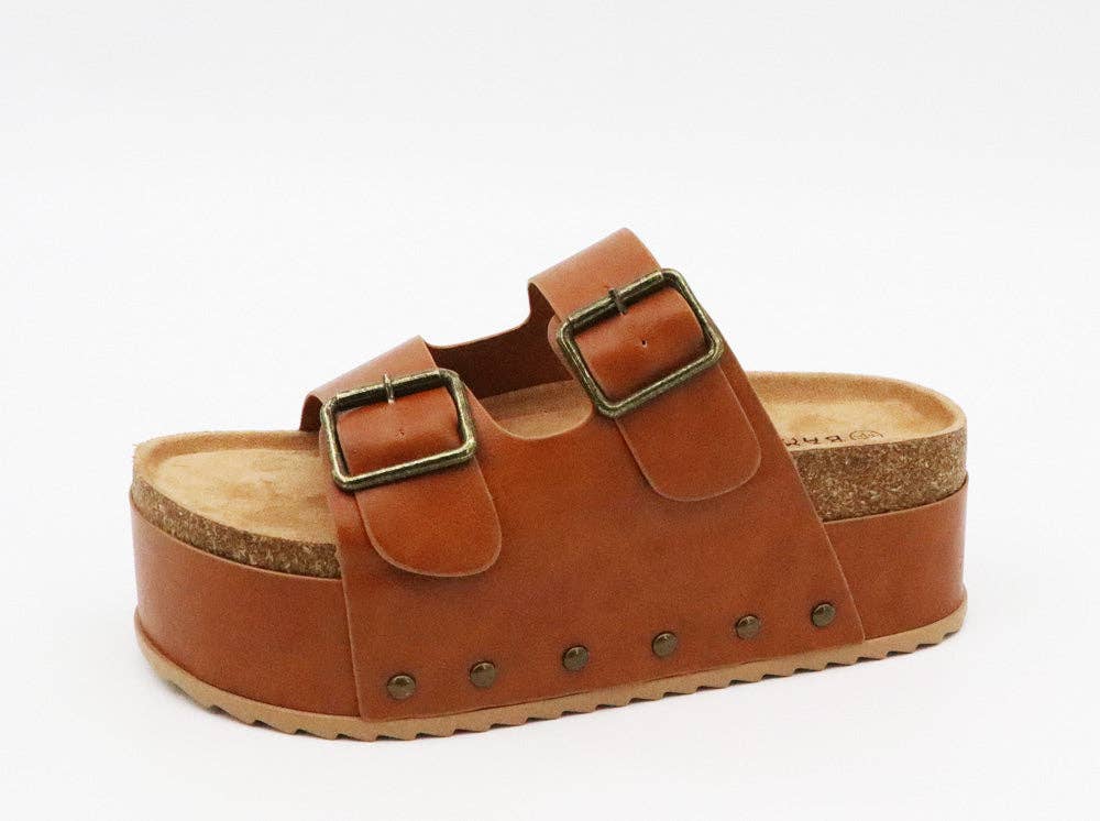 GOLD Bamboo Thick Bottom Clog Sole Buckle Beach Sandal