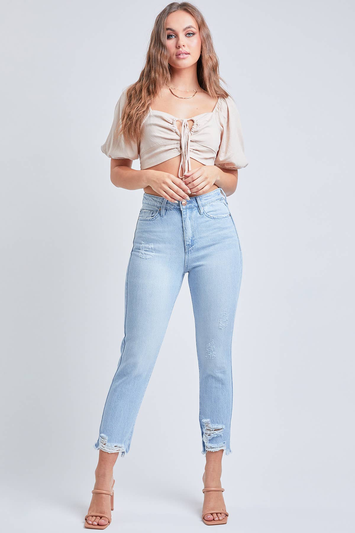 Junior Hybrid Dream High-Rise Slim Straight Jean with Frayed