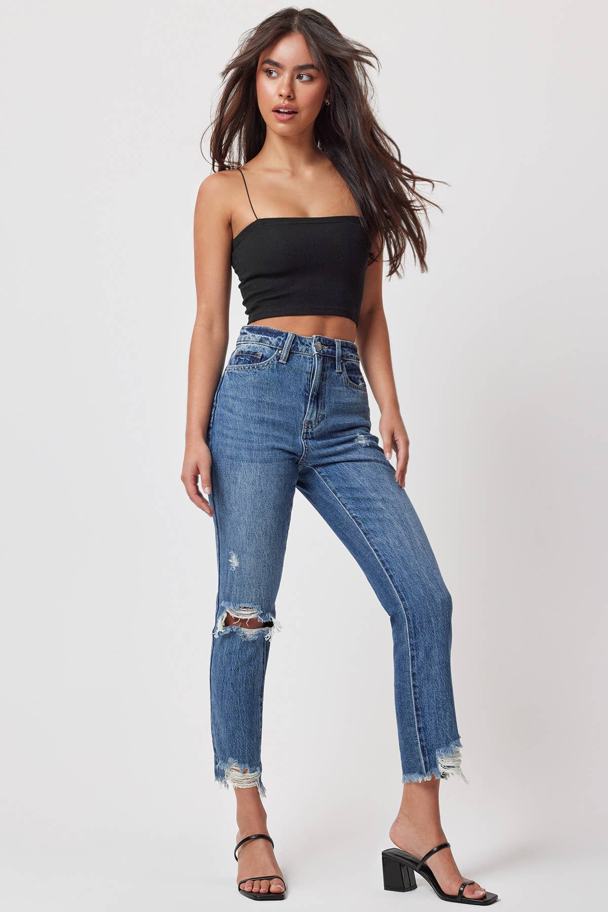 Junior Hybrid Dream High-Rise Slim Straight Jean with Frayed