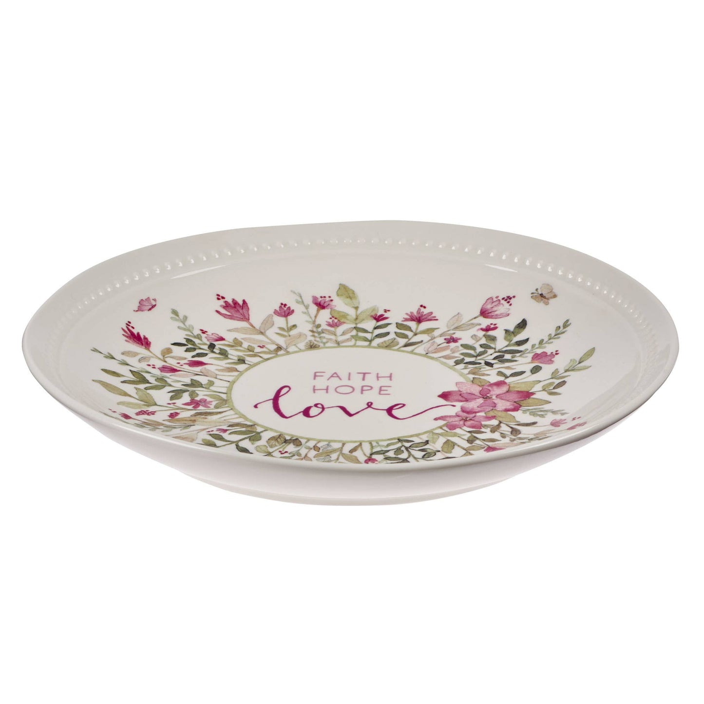 Plate Pink Faith Hope Love Floral