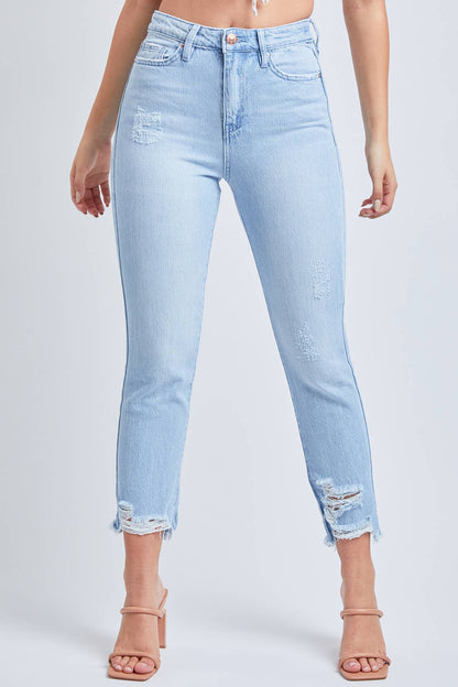 Junior Hybrid Dream High-Rise Slim Straight Jean with Frayed