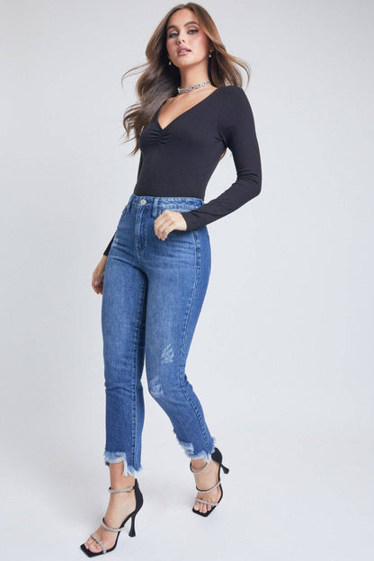 Junior Hybrid Dream High-Rise Slim Straight Jean with Frayed