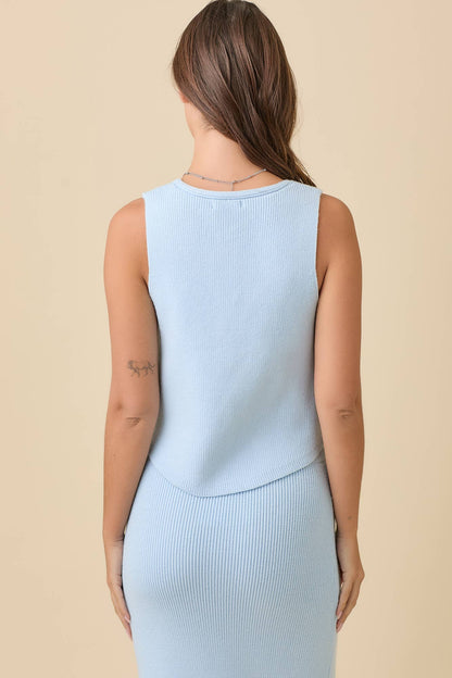 Sweater Knit Vest With Contrast Tie Strap