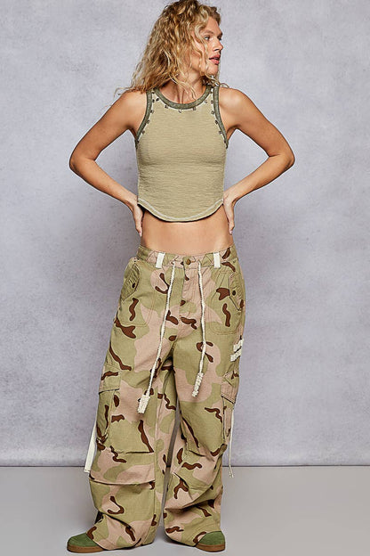 Round neck sleeveless stub textured knit top