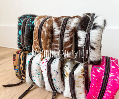 COWHIDE POUCH - Western Cowhide Coin Money Makeup Medicine