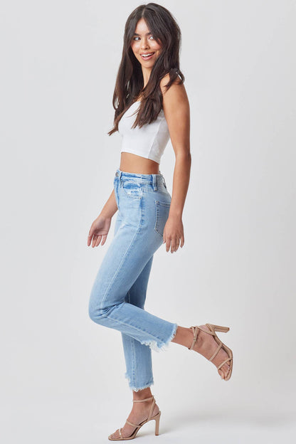 Junior Hybrid Dream High-Rise Slim Straight Jean with Frayed