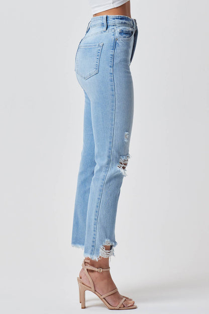 Junior Hybrid Dream High-Rise Slim Straight Jean with Frayed