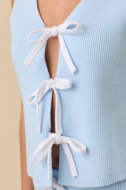 Sweater Knit Vest With Contrast Tie Strap