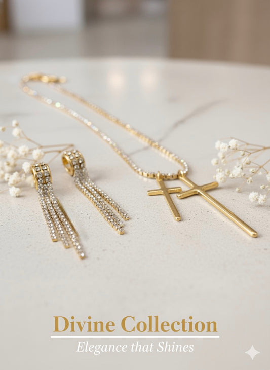 Swarovski double cross necklace