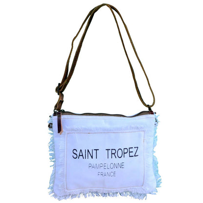 Saint Tropez Canvas Shoulder Bag WHITE
