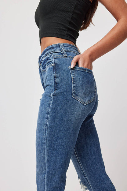 Junior Hybrid Dream High-Rise Slim Straight Jean with Frayed