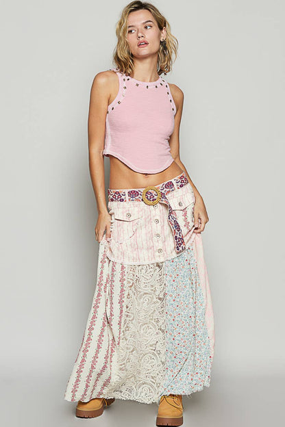 Round neck sleeveless stub textured knit top