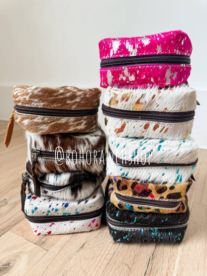 COWHIDE POUCH - Western Cowhide Coin Money Makeup Medicine