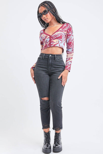 Junior Hybrid Dream High-Rise Slim Straight Jean with Frayed