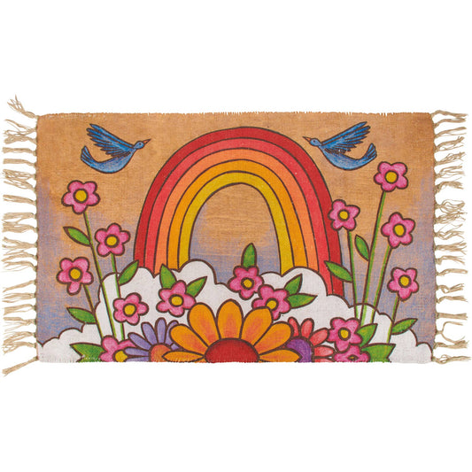 Rainbow And Flowers Rug