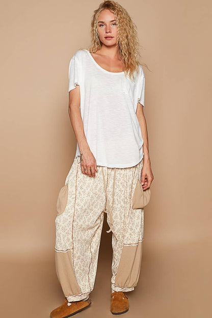 Scoop Neck Rayon Slub Tee with Pocket Front and Short Sleeve