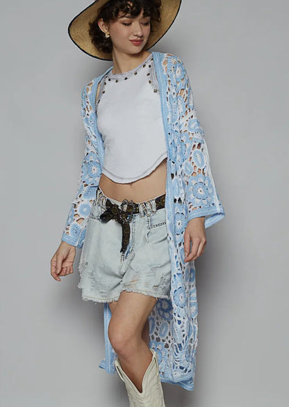 Baby blue crochet sweater