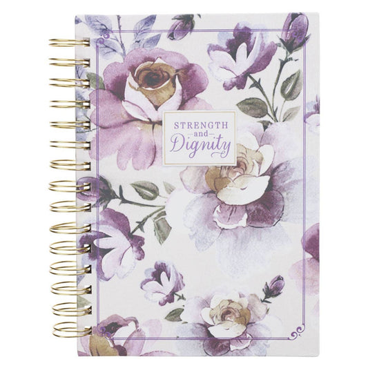 Journal Wirebound Purple Floral Strength & Dignity Prov31:25