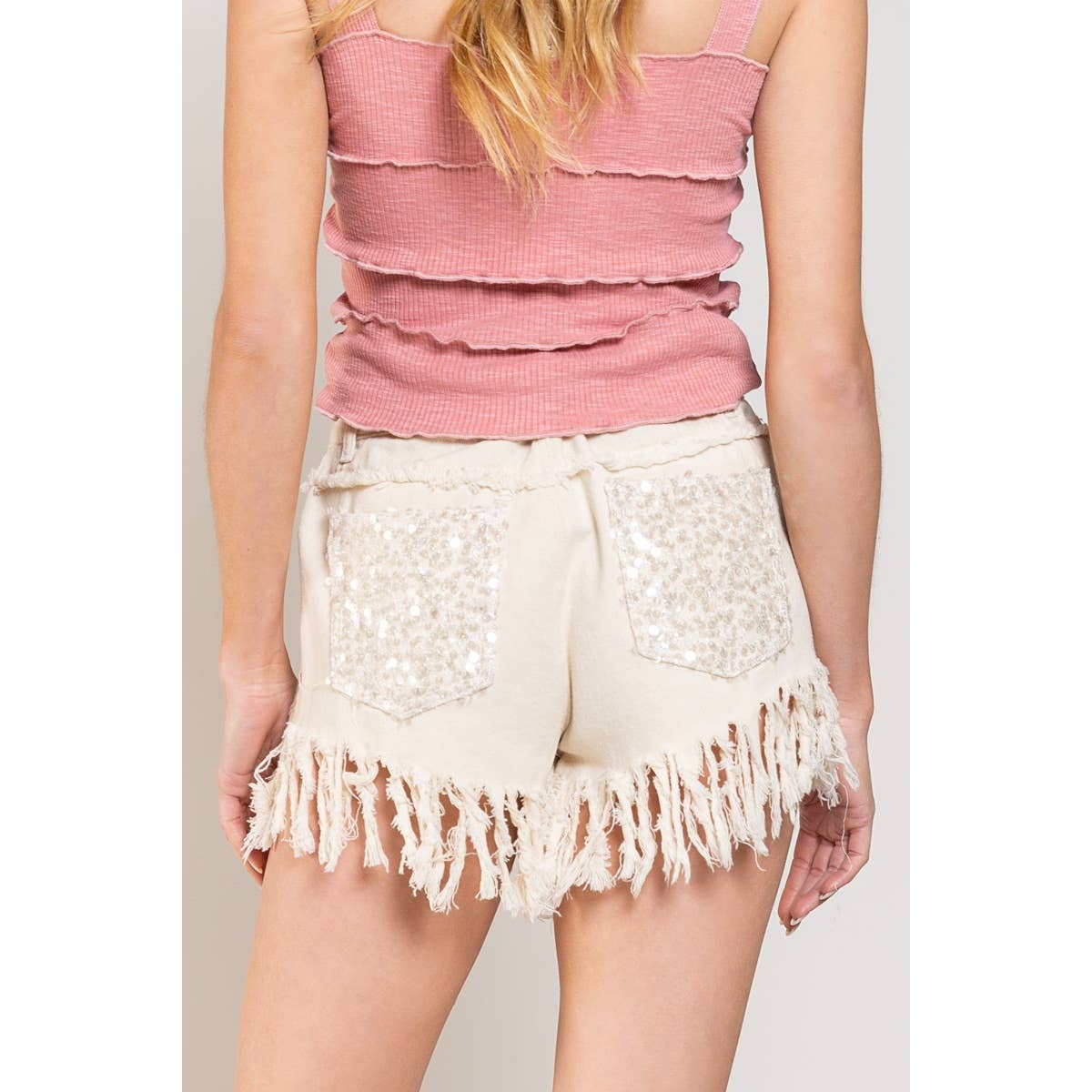 Sequin Pocket Short Denim Pant