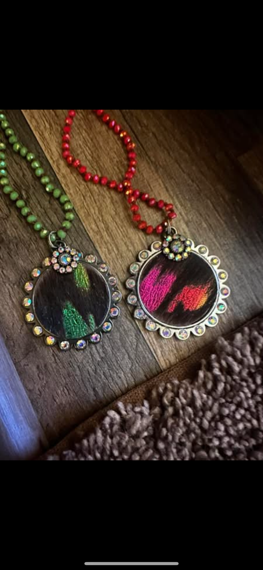 Genuine cowhide pendant necklaces