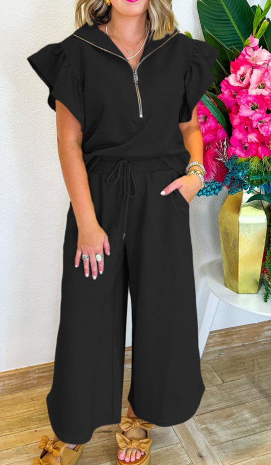 ruffle sleeve blouse In black