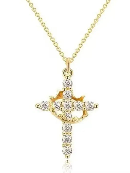 Viral cross necklace with crown