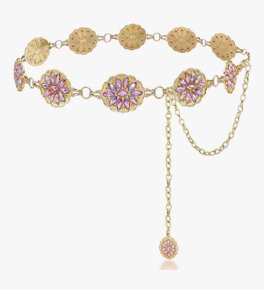 Ab rhinestone chain belt
